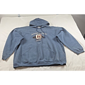 Y2K Disneyland Grumpy Hoodie XL Faded Blue Distressed Worn Cozy Vintage Vibes